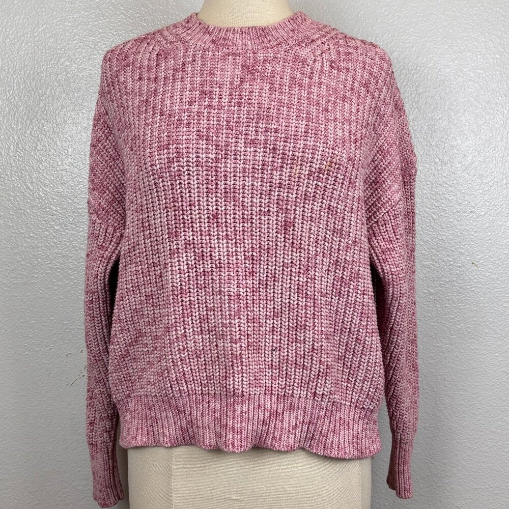 J.crew Pink Marled Cotton Blend Crewneck Sweater Size S - Picture 2 of 9